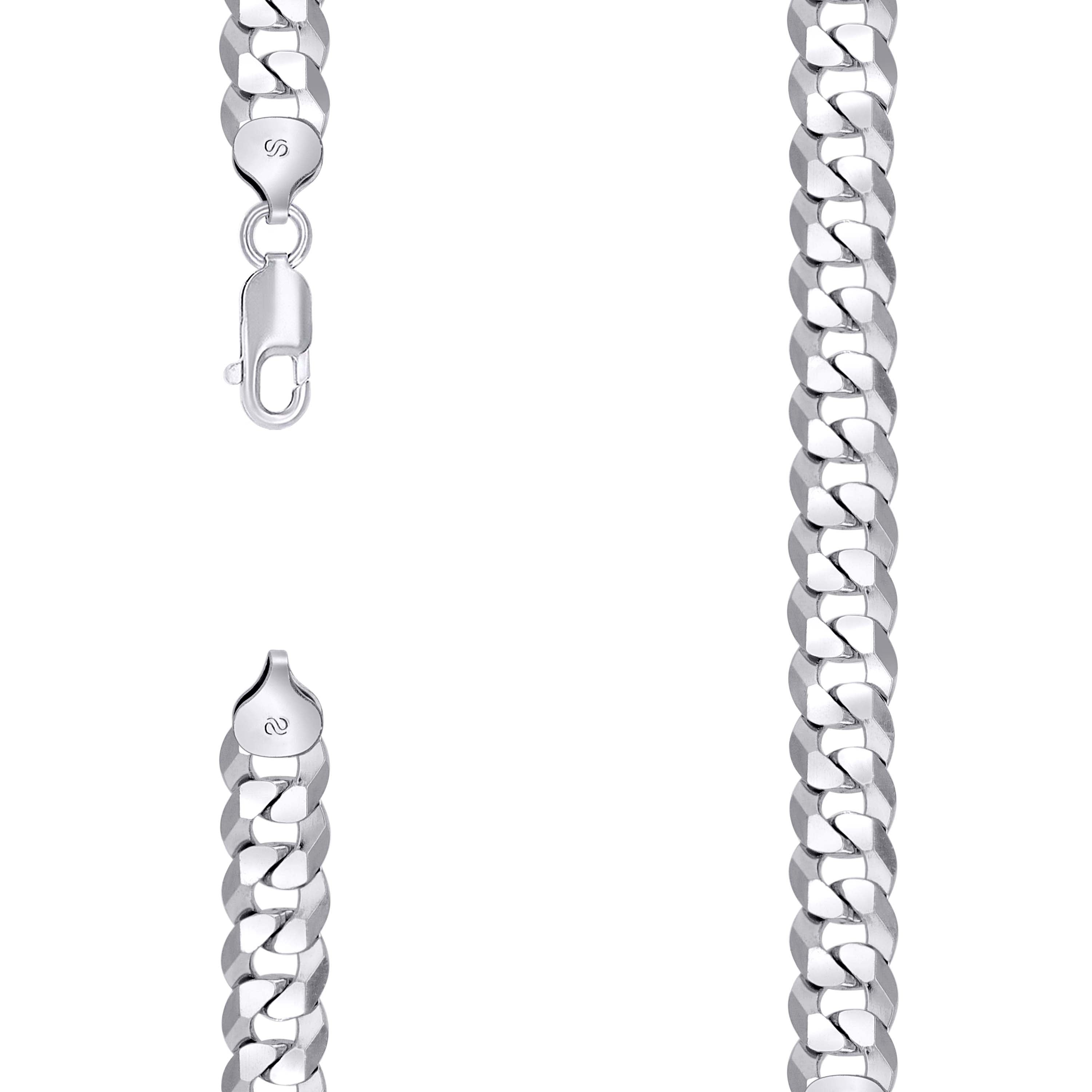 925 Sterling Silver Solid Super Flat Cuban Chain Rhodium 280 10mm-9 - SLV-140866