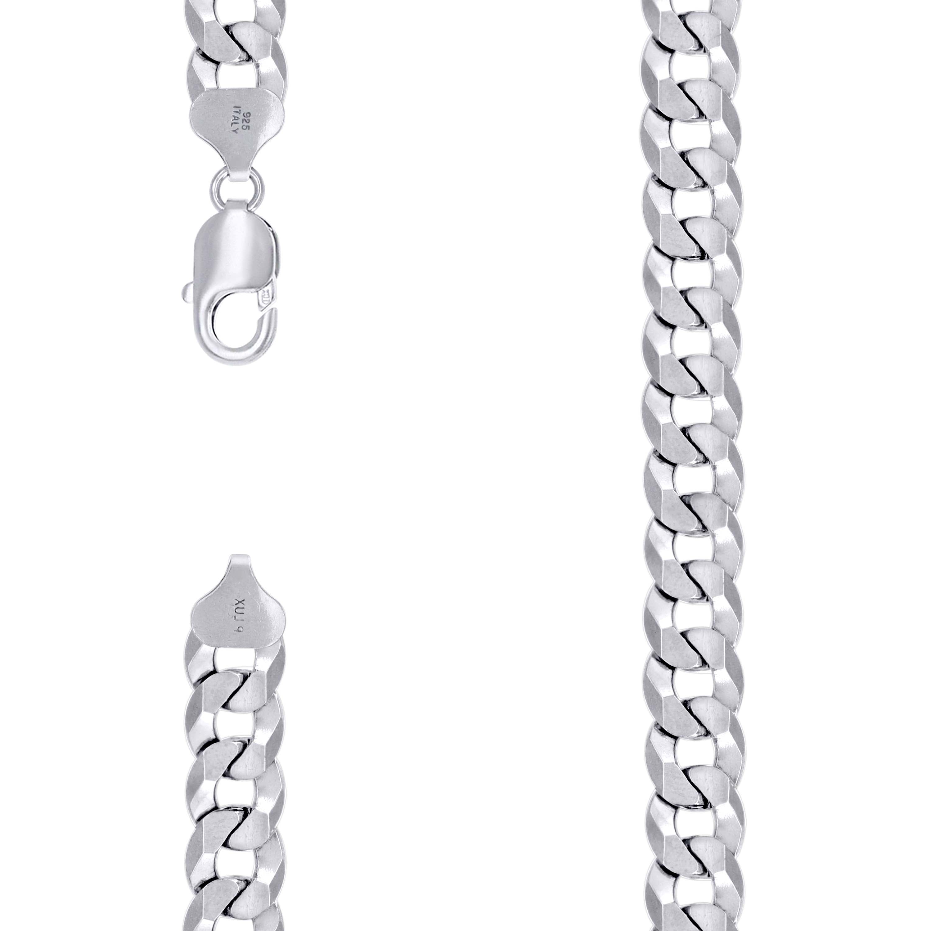 925 Sterling Silver Solid Super Flat Cuban Chain Rhodium 300 10.8mm-9 - SLV-140873