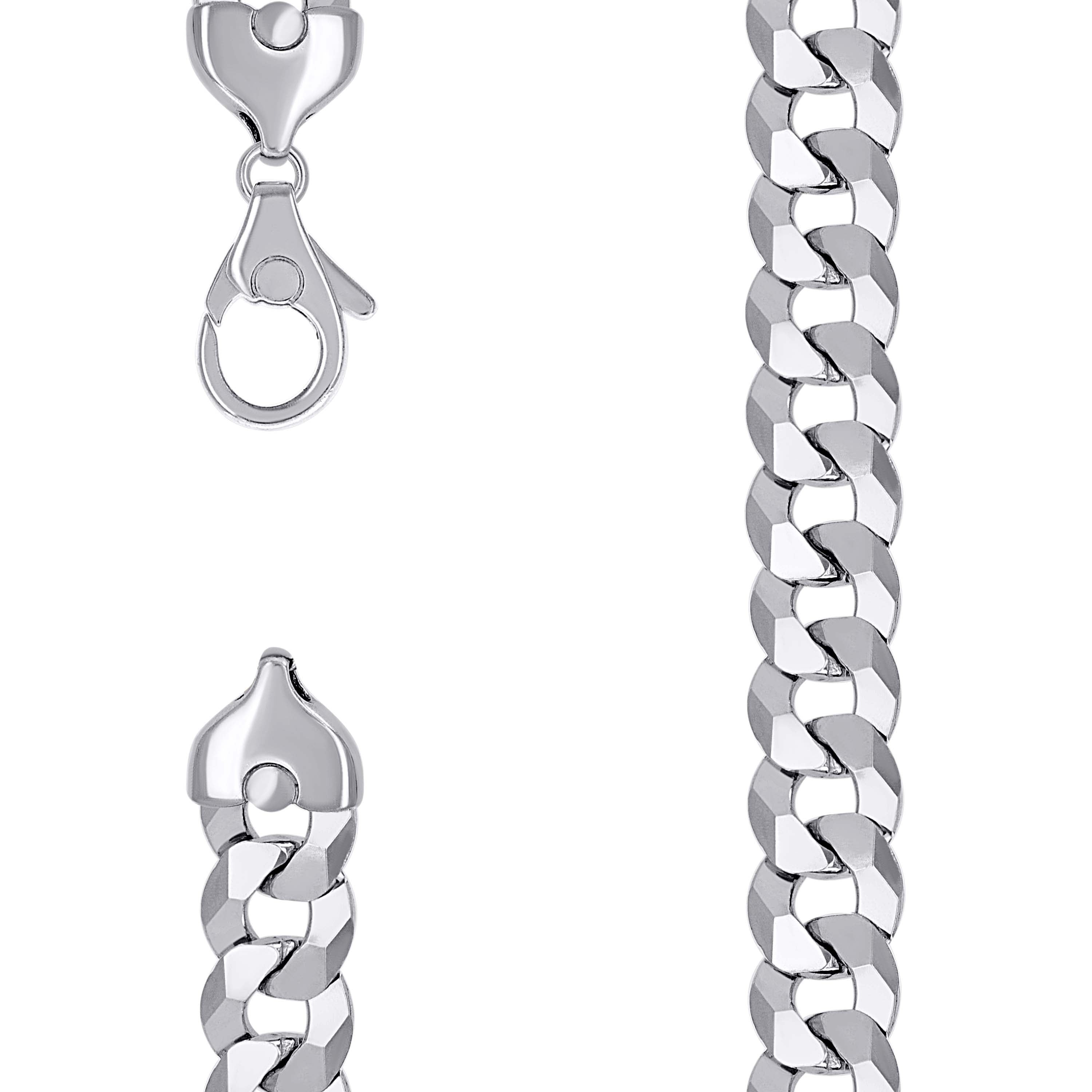 925 Sterling Silver Solid Super Flat Cuban Chain Rhodium 400 16mm-26 - SLV-140883