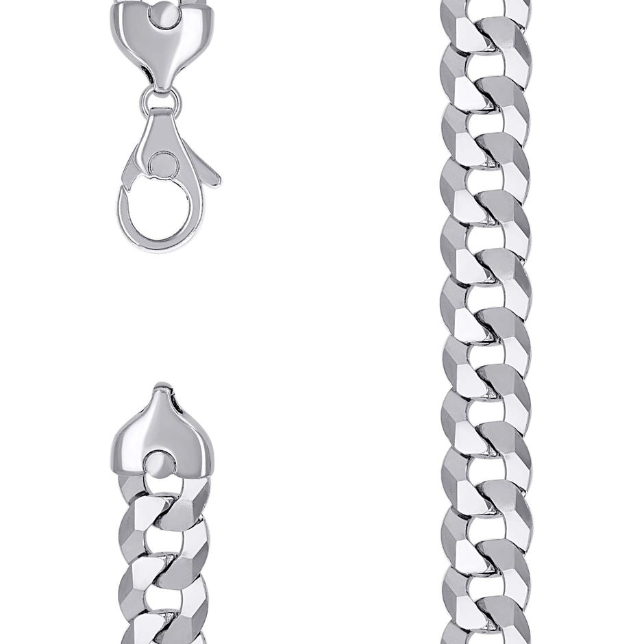 925 Sterling Silver Solid Super Flat Cuban Chain Rhodium 400 16mm-28 - SLV-140884
