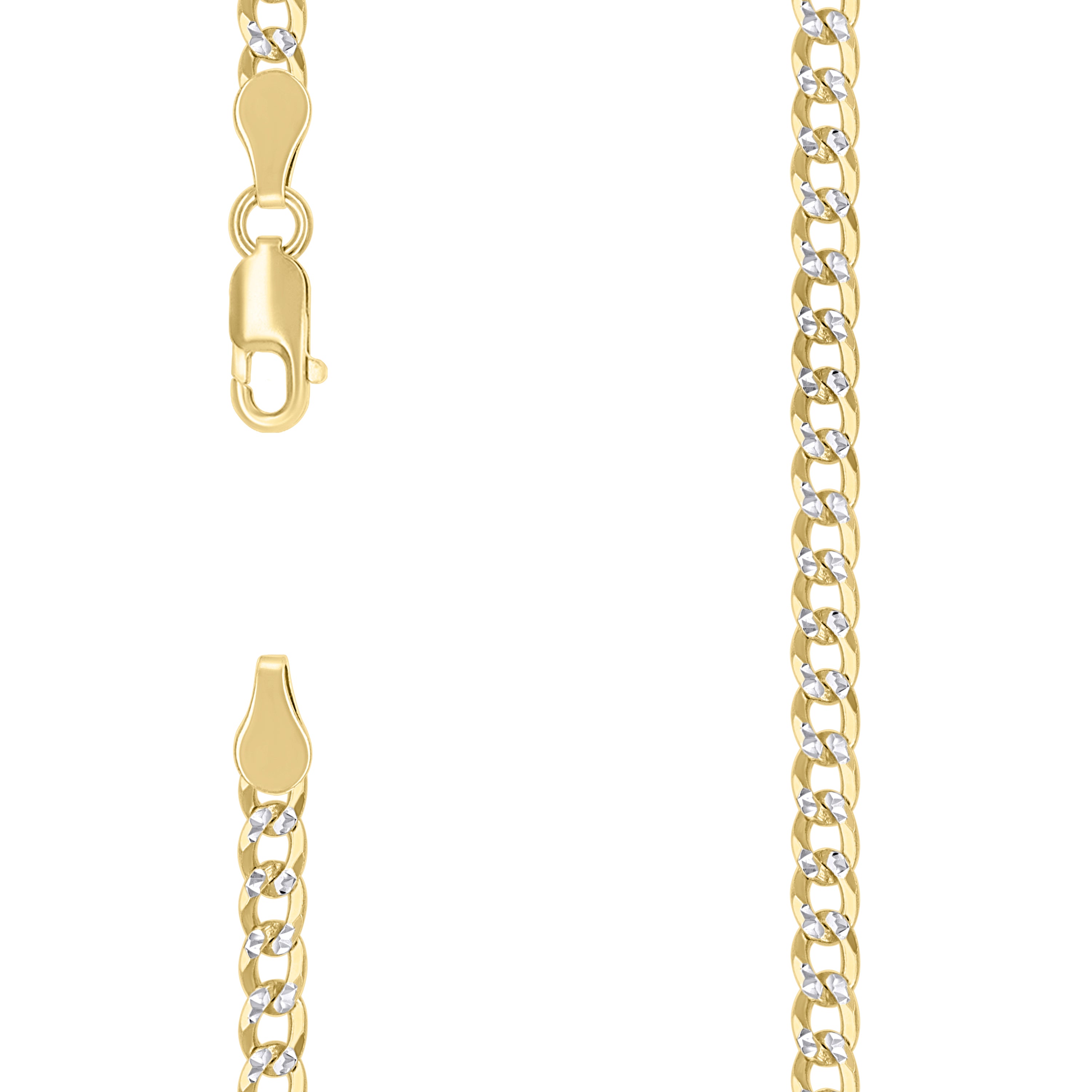 925 Sterling Silver Solid Super Flat Cuban Chain Two-tone 100 3.7mm-20 - SLV-140905