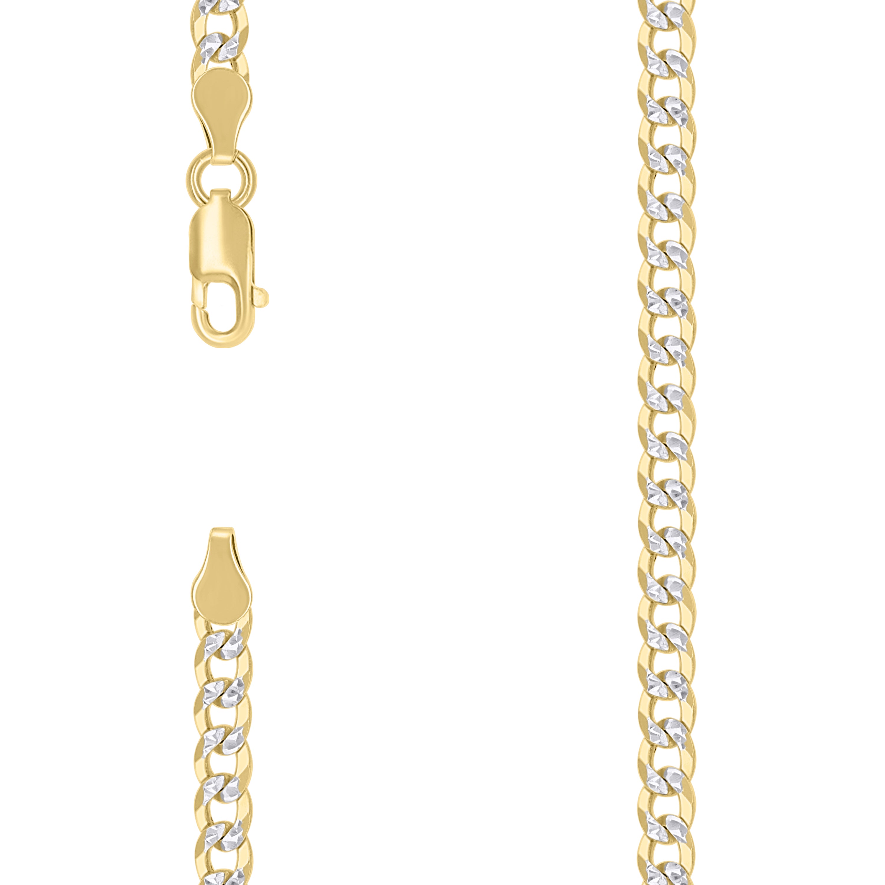925 Silver Solid Super Flat Cuban Chain Two-tone 4.2mm