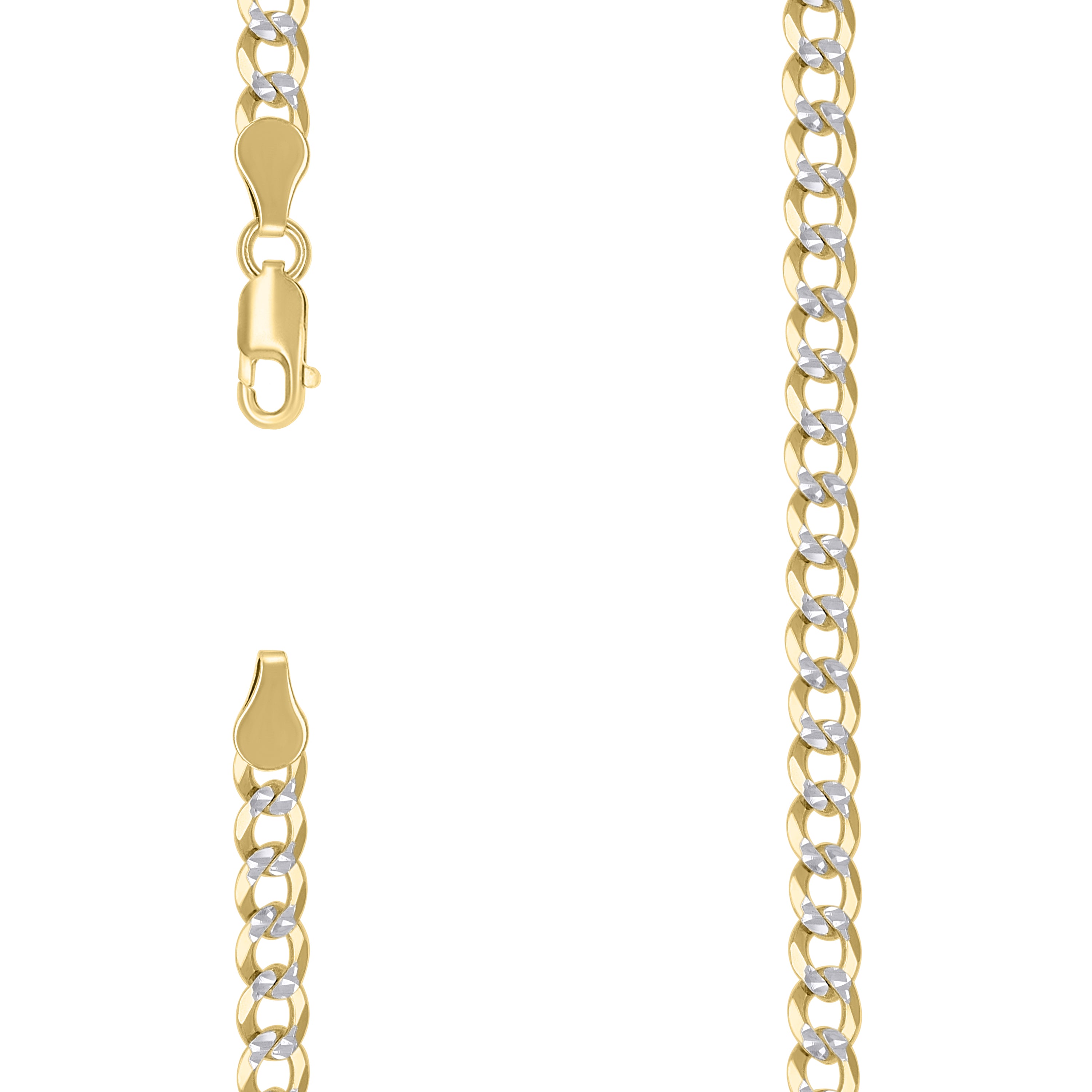 925 Sterling Silver Solid Super Flat Cuban Chain Two-tone 150 5.2mm-22 - SLV-140925
