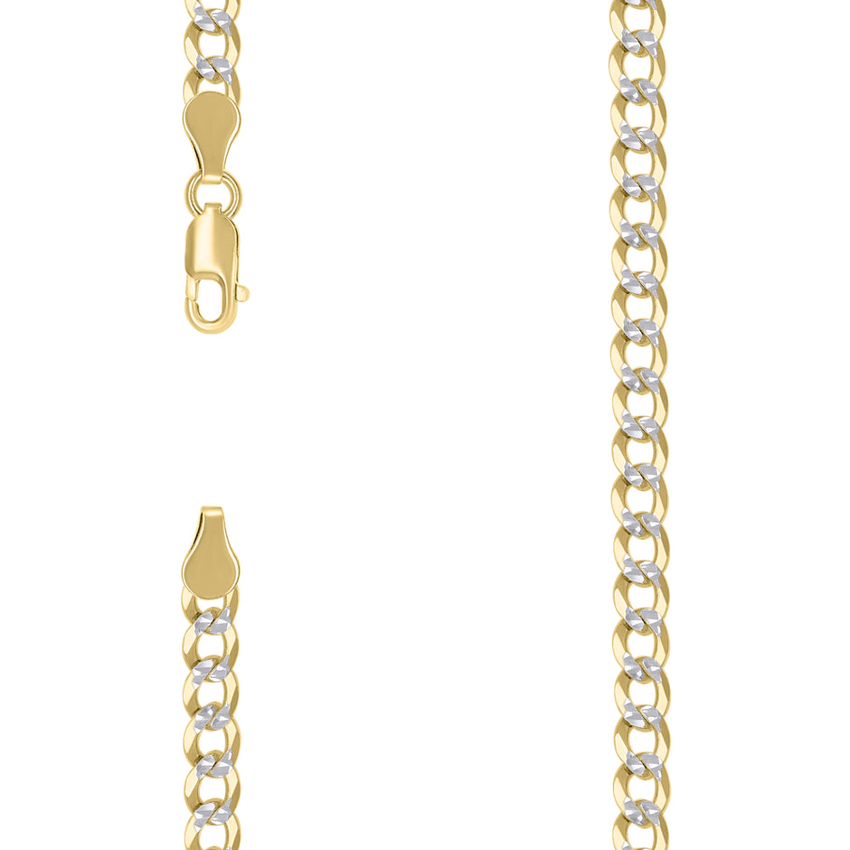 925 Silver Solid Super Flat Cuban Chain Two-tone 5.2mm