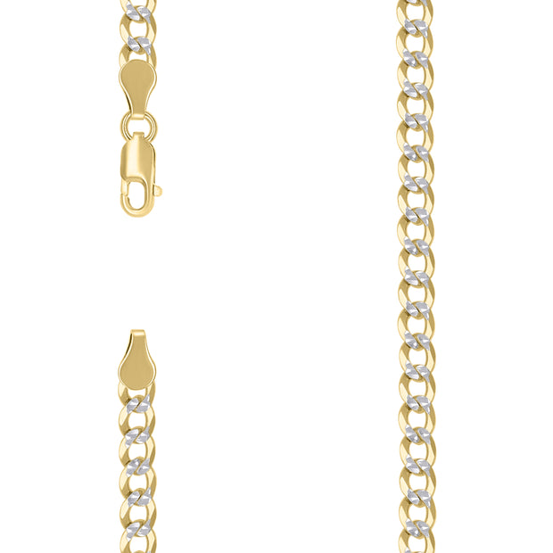 925 Sterling Silver Solid Super Flat Cuban Chain Two-tone 150 5.2mm-8