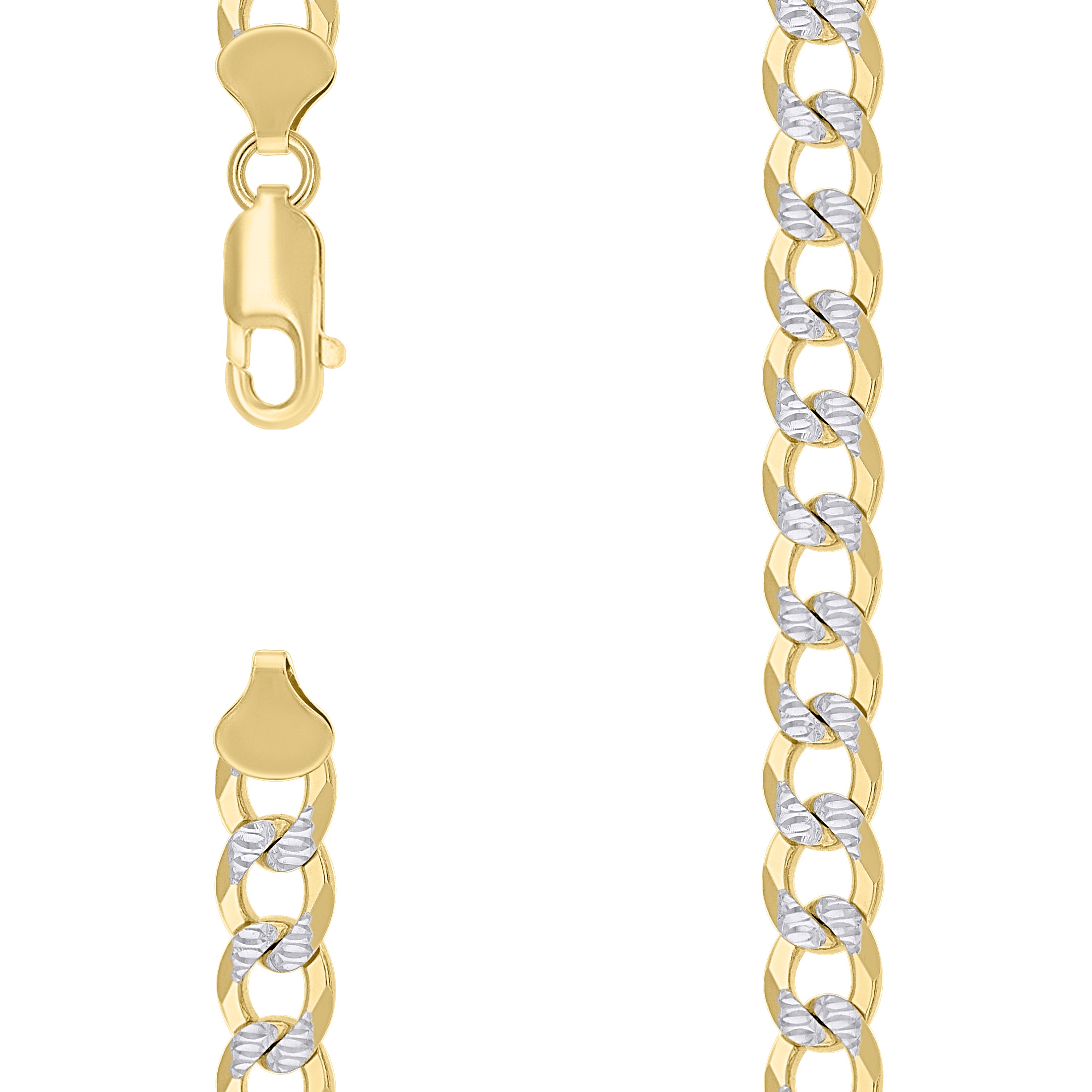 925 Sterling Silver Solid Super Flat Cuban Chain Two-tone 180 6.8mm-7