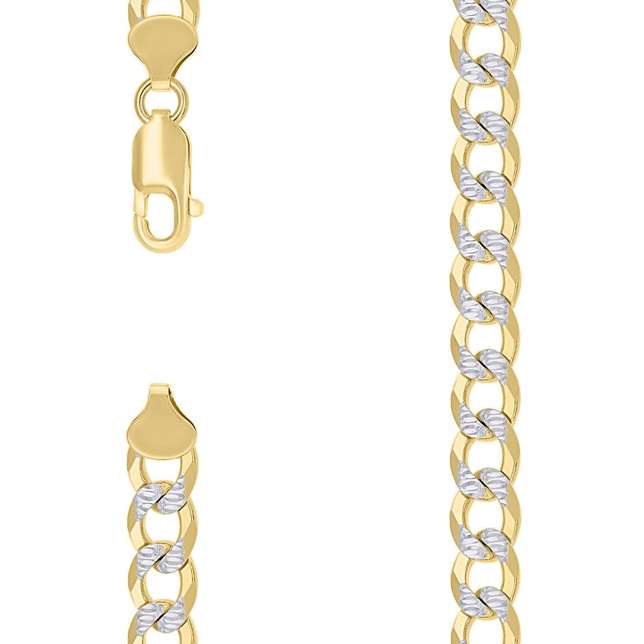 925 Silver Solid Super Flat Cuban Chain Two-tone 6.8mm
