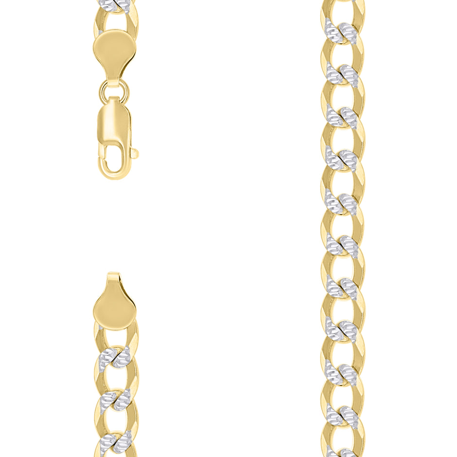 925 Sterling Silver Solid Super Flat Cuban Chain Two-tone 200 7.4mm-26 - SLV-140946