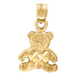 10kt Yellow Gold Womens Diamond-Cut Baby Teddy Bear Heart Charm Pendant