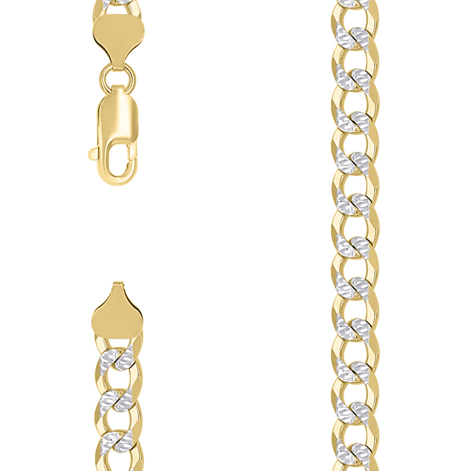 925 Sterling Silver Solid Super Flat Cuban Chain Two-tone 250 8.7mm-26 - SLV-140954