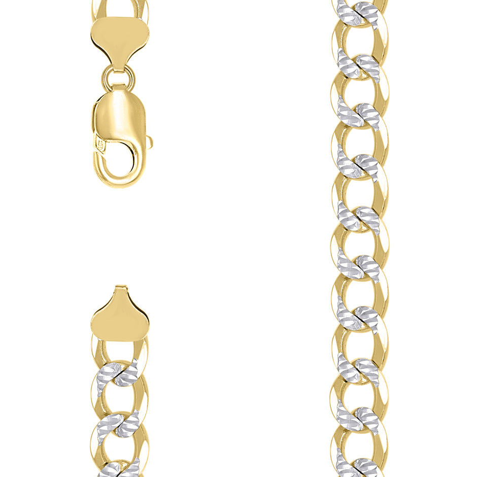 925 Sterling Silver Solid Super Flat Cuban Chain Two-tone 300 10.5mm-26 - SLV-140959