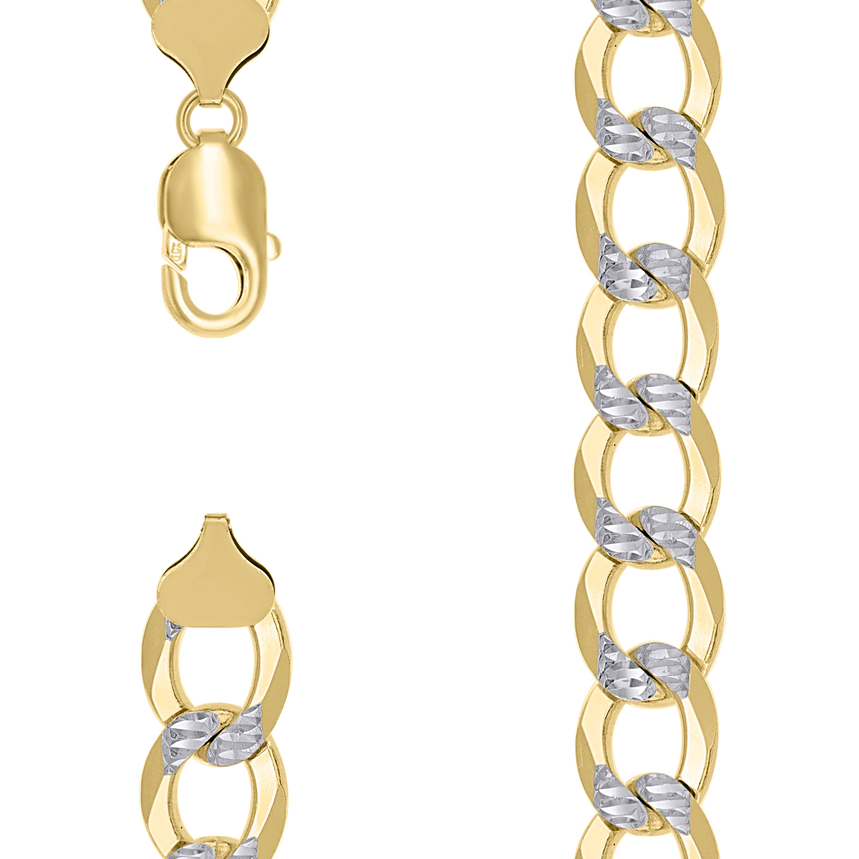 925 Sterling Silver Solid Super Flat Cuban Chain Two-tone 350 12.5mm-24 - SLV-140964
