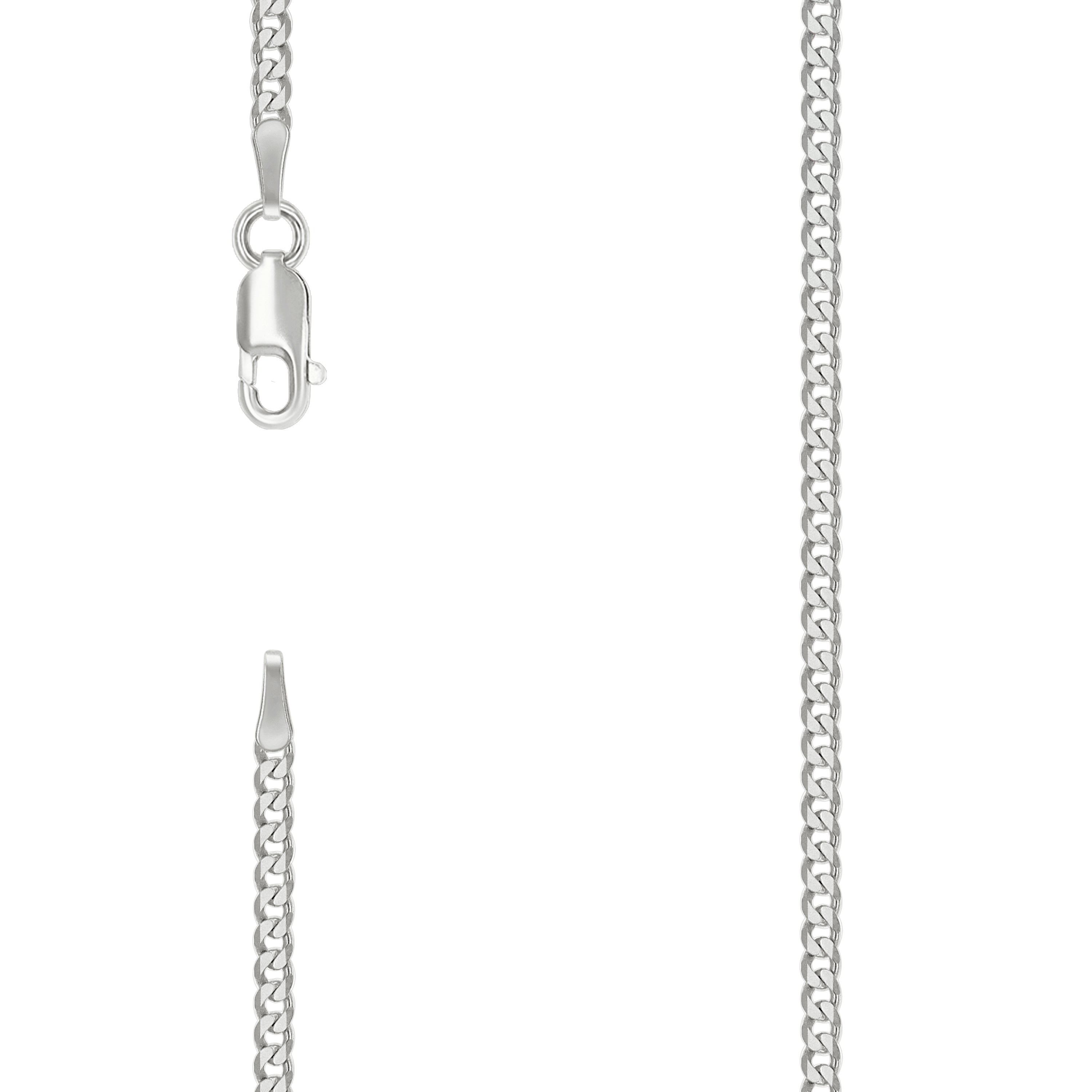 925 Sterling Silver Solid Super Flat Cuban Chain Silver 060 2.3mm-8