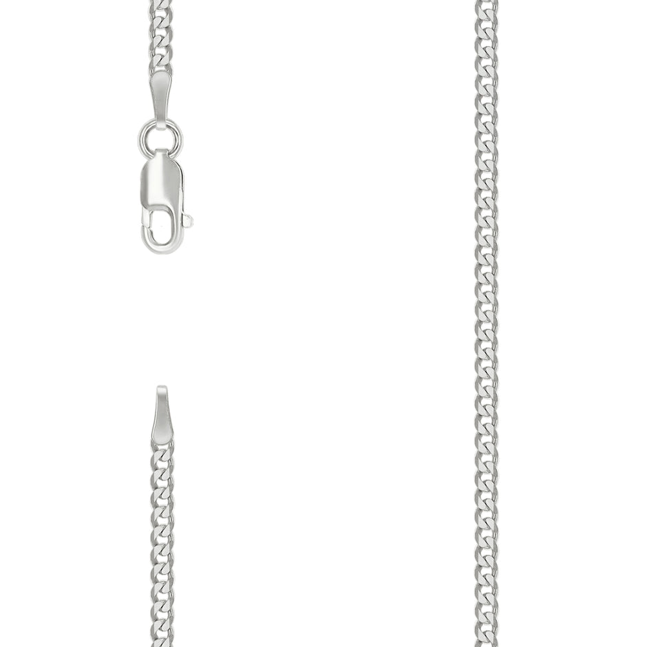 925 Sterling Silver Solid Super Flat Cuban Chain Silver 060 2.3mm-20 - SLV-140974