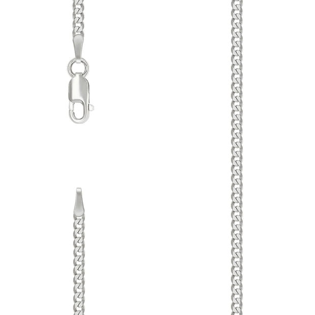 925 Silver Solid Super Flat Cuban Chain Silver 2.3mm