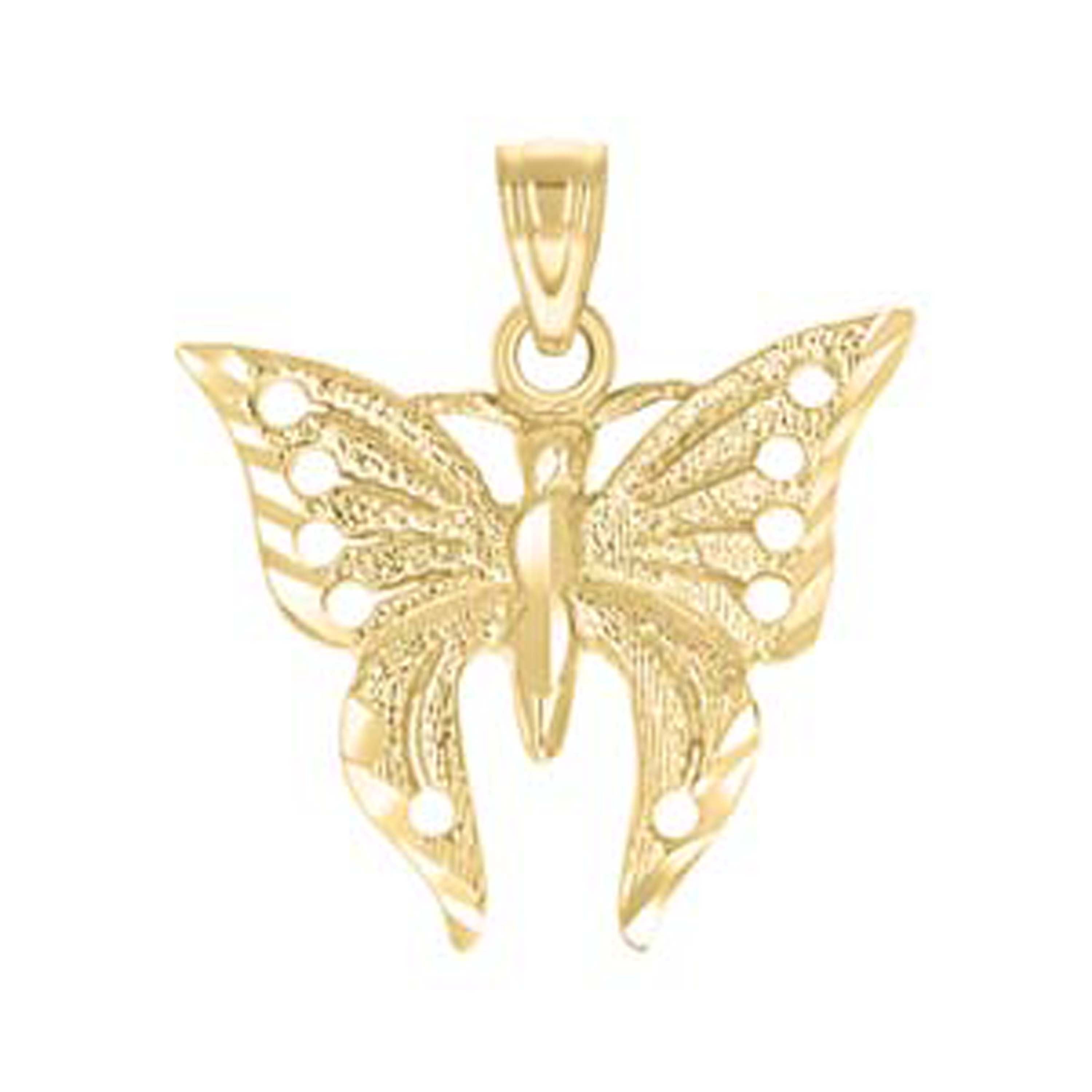 10kt Yellow Gold Womens Butterfly Charm Pendant