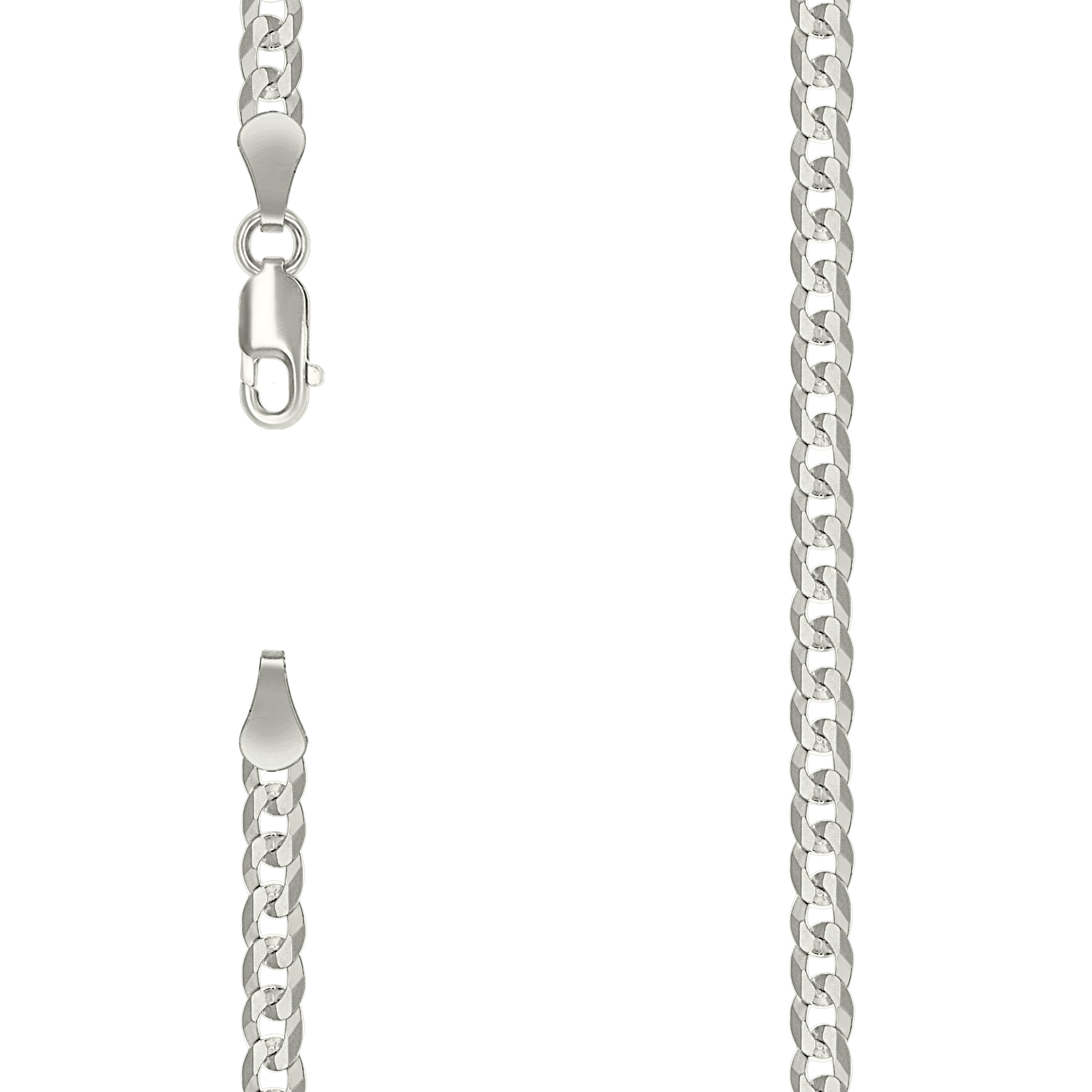 925 Sterling Silver Solid Super Flat Cuban Chain Silver 100 3.7mm-8 - SLV-140988