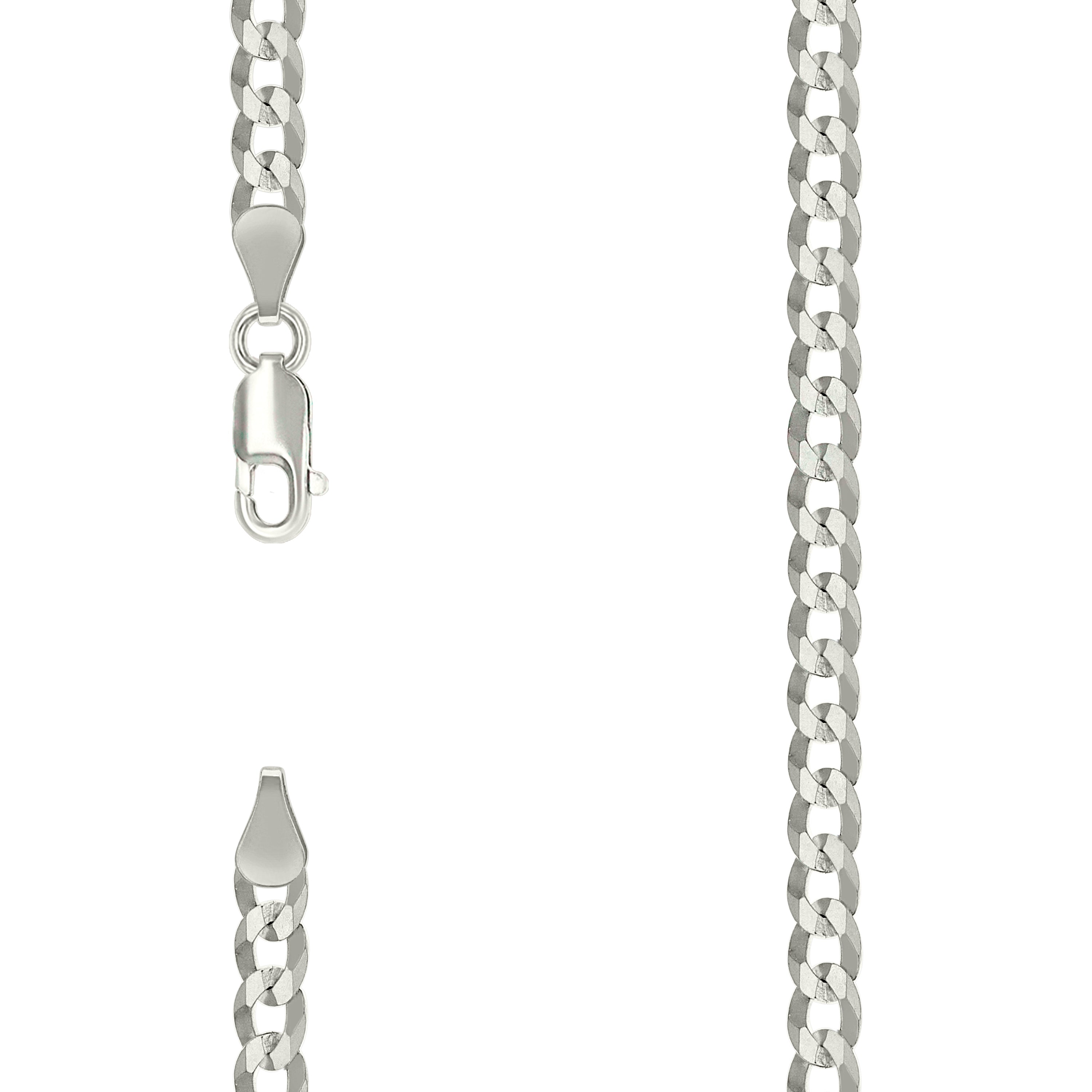 925 Sterling Silver Solid Super Flat Cuban Chain Silver 120 4.7mm-22 - SLV-141002