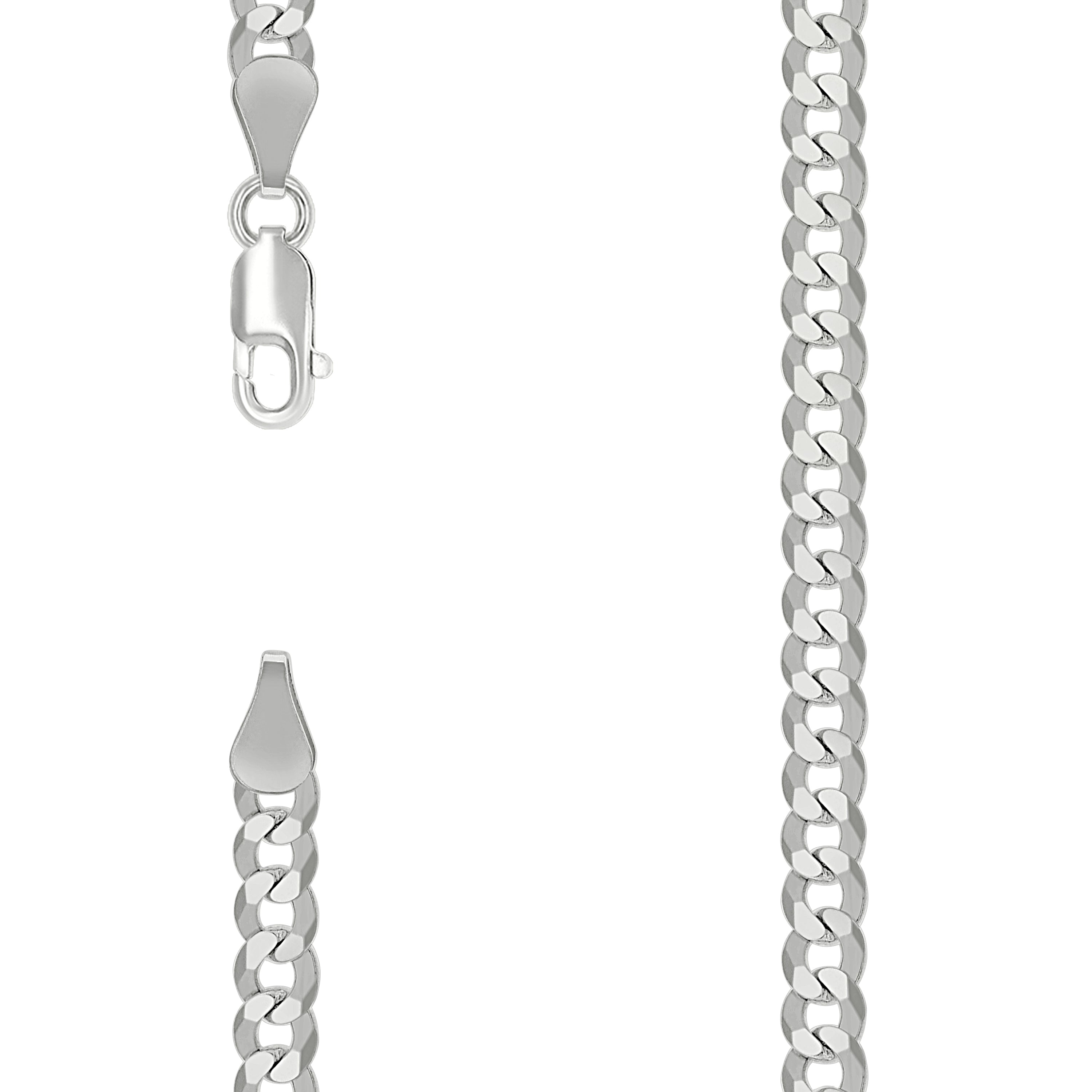 925 Sterling Silver Solid Super Flat Cuban Chain Silver 150 5.2mm-16 - SLV-141009