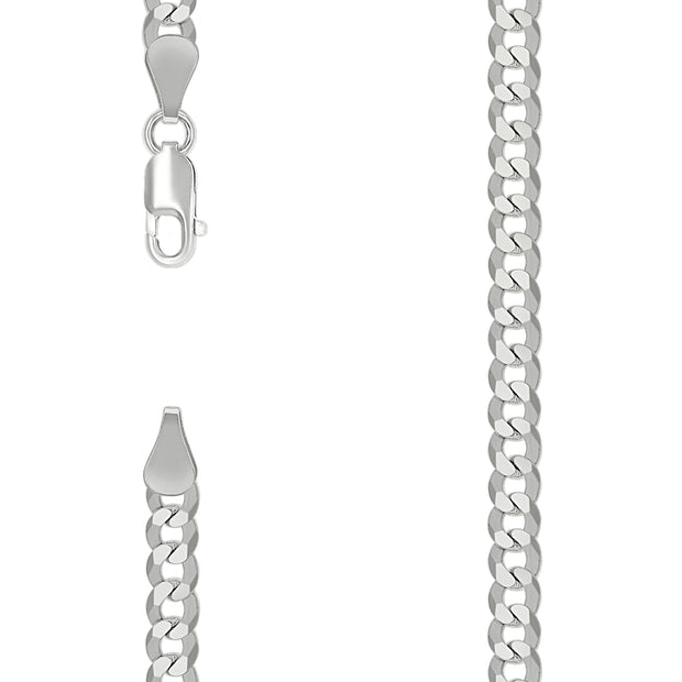 925 Silver Solid Super Flat Cuban Chain Silver 5.2mm