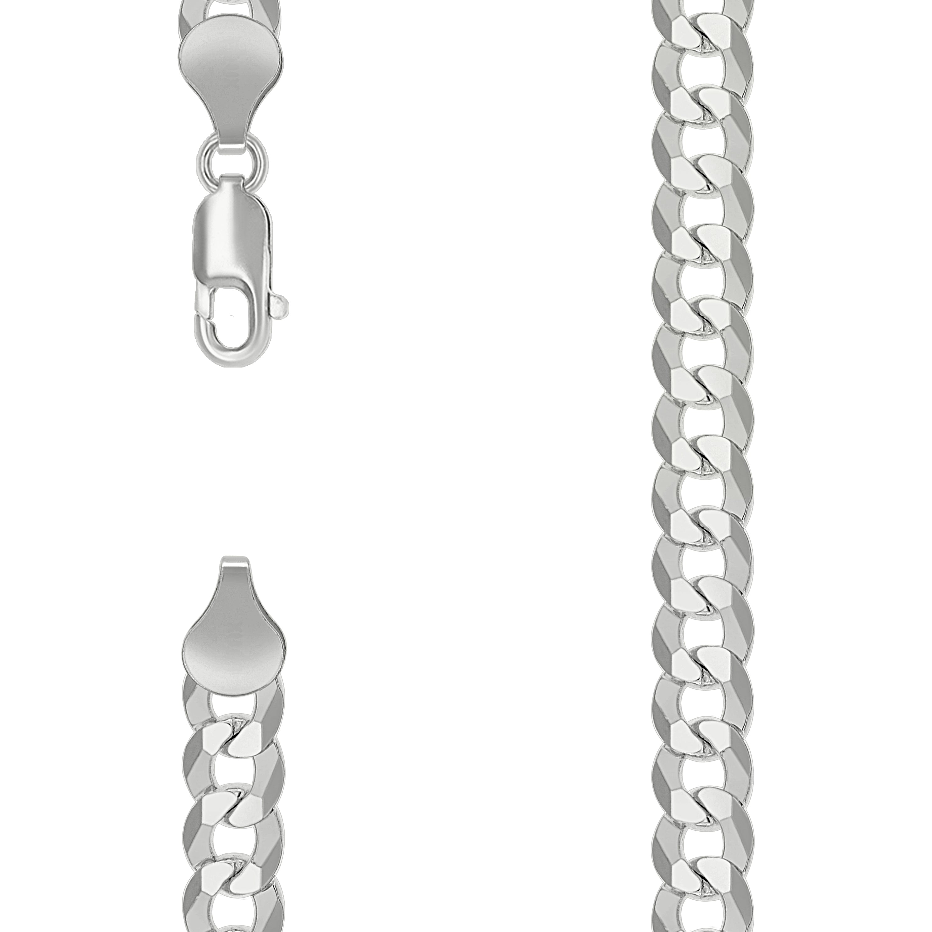 925 Sterling Silver Solid Super Flat Cuban Chain Silver 180 7.2mm-24 - SLV-141023