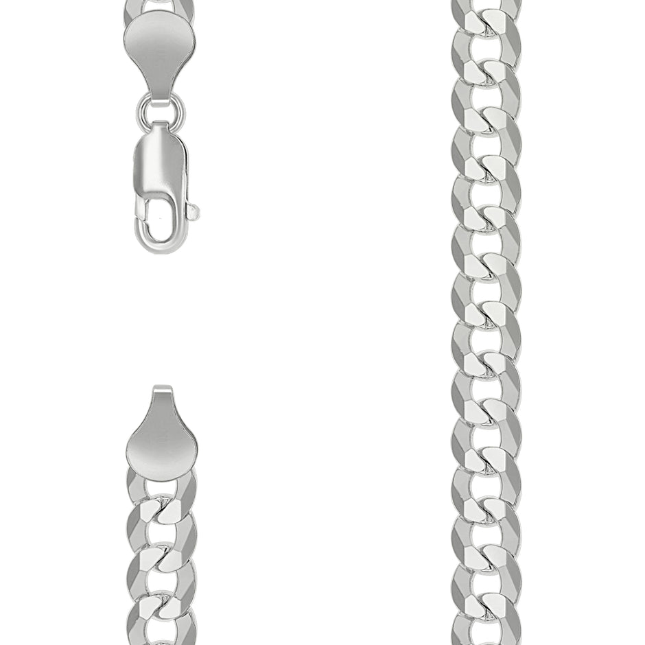 925 Sterling Silver Solid Super Flat Cuban Chain Silver 180 7.2mm-18 - SLV-141020