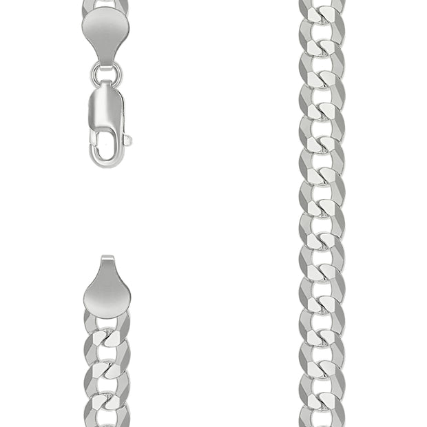 925 Silver Solid Super Flat Cuban Chain Silver 7.2mm