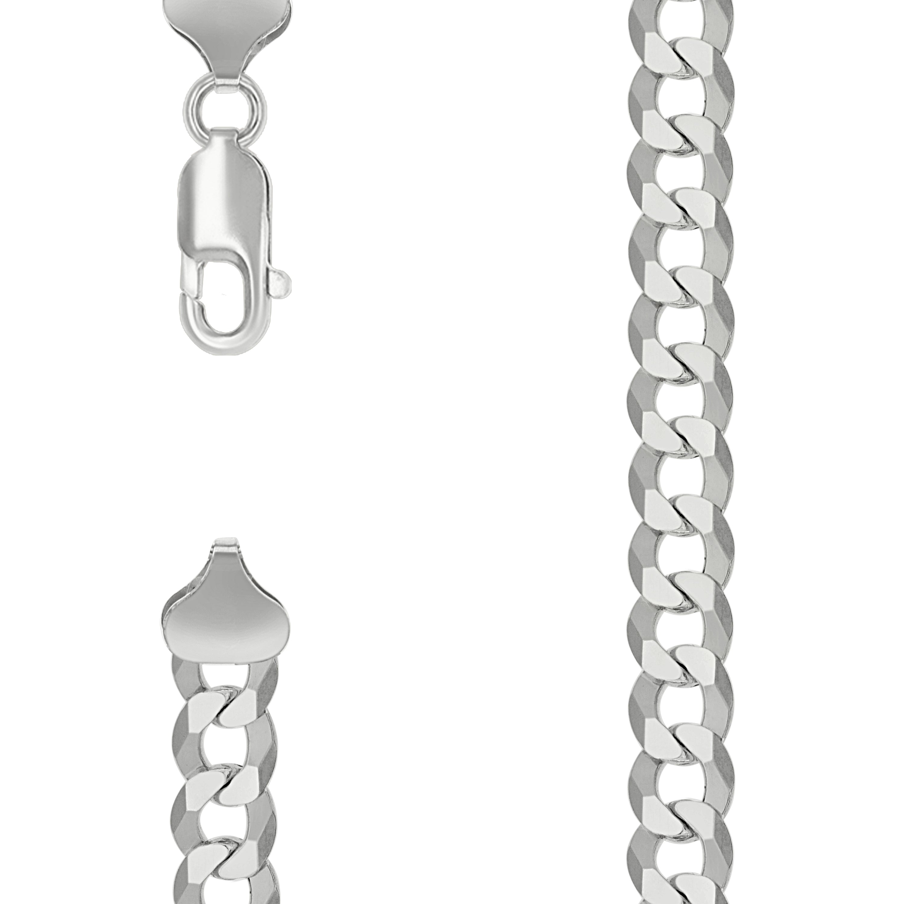 925 Sterling Silver Solid Super Flat Cuban Chain Silver 200 7.8mm-7
