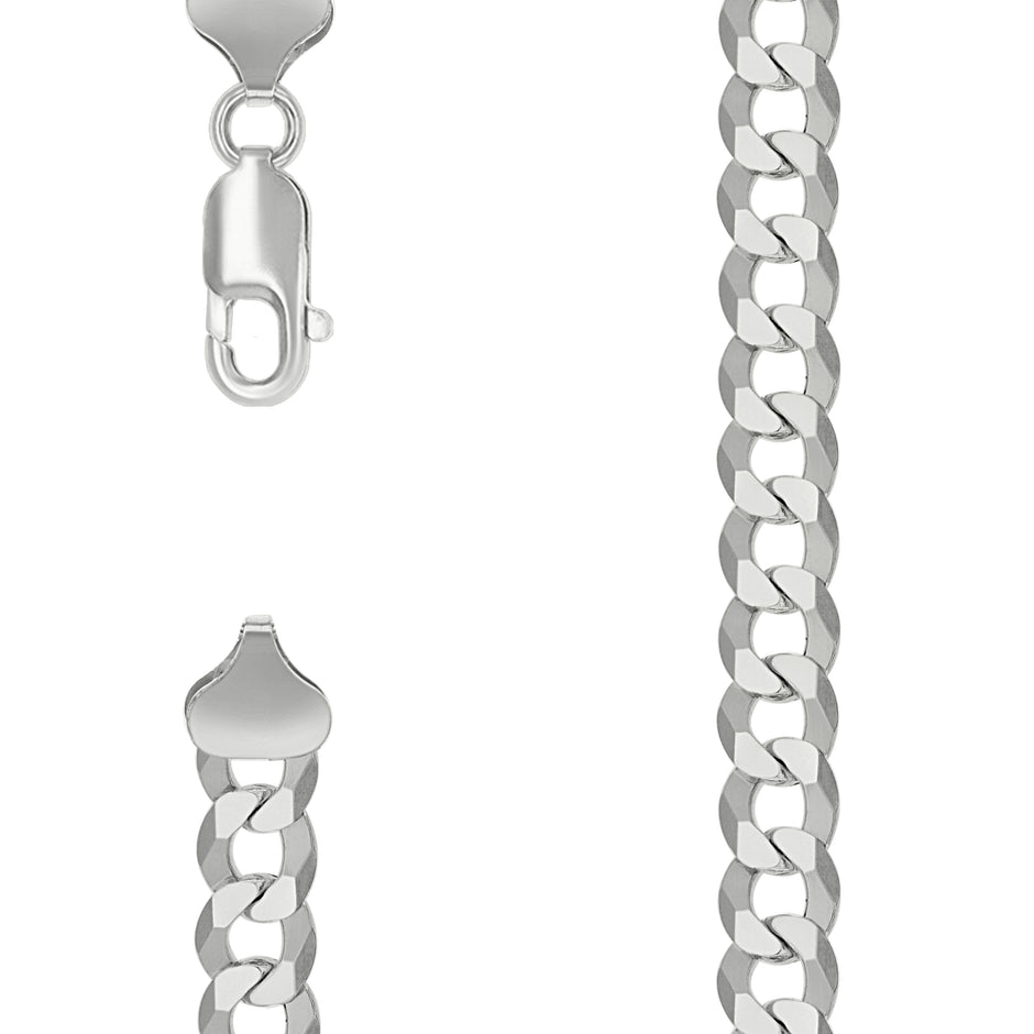 925 Sterling Silver Solid Super Flat Cuban Chain Silver 200 7.8mm-7