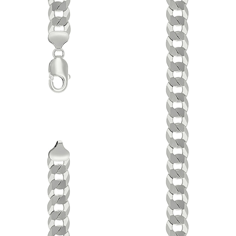 925 Sterling Silver Solid Super Flat Cuban Chain Silver 300 10.8mm-22 - SLV-141048