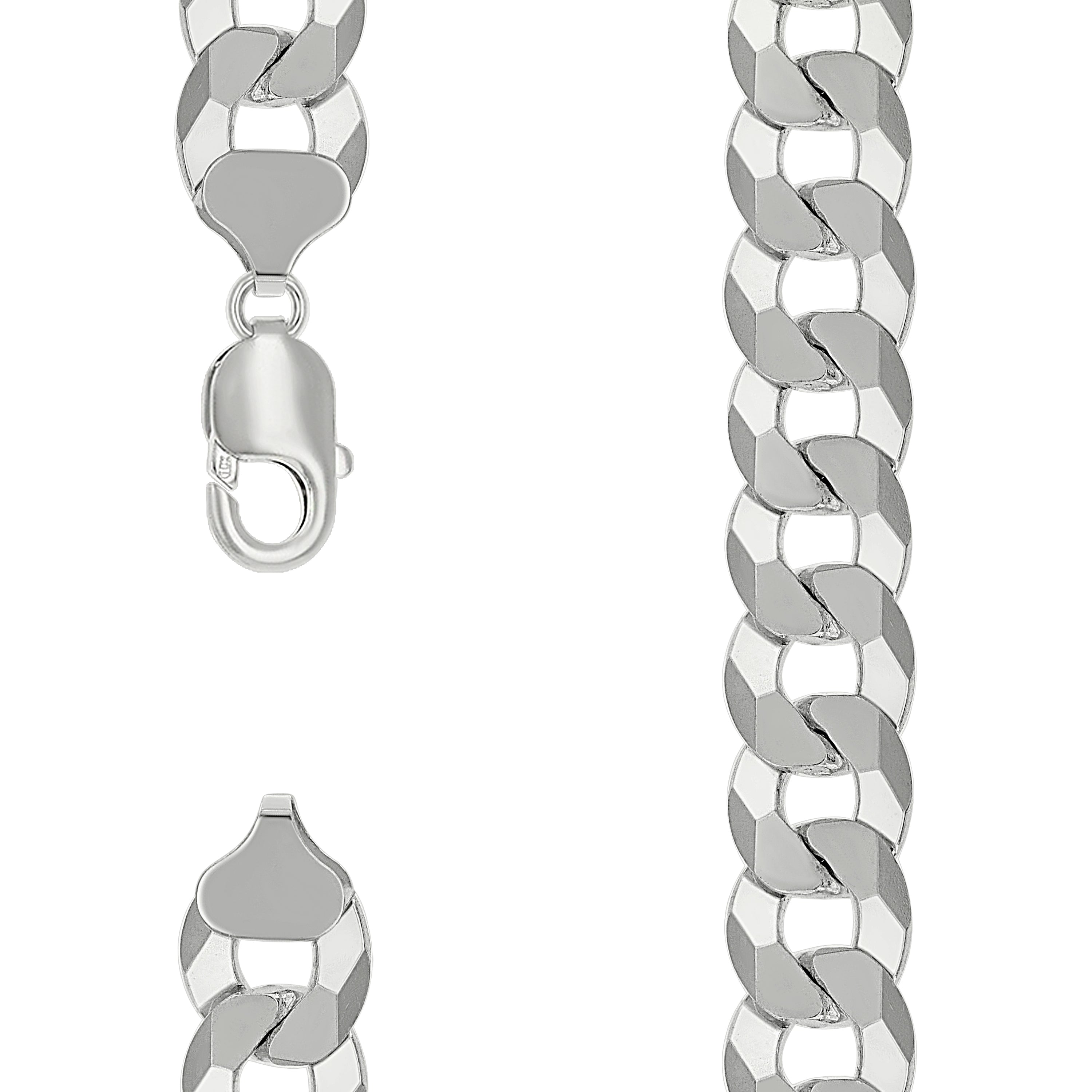 925 Sterling Silver Solid Super Flat Cuban Chain Silver 350 13.7mm-28 - SLV-141059