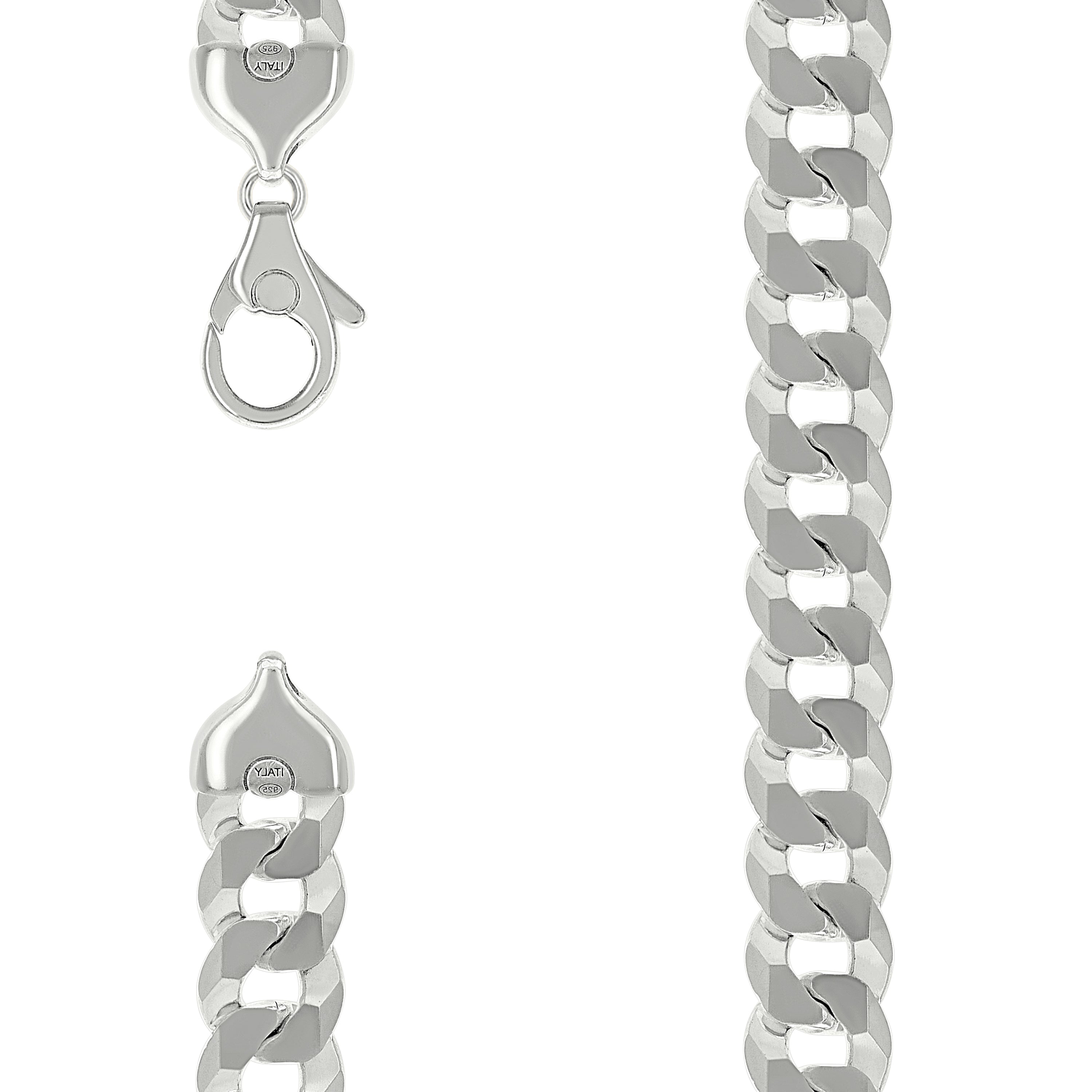 925 Sterling Silver Solid Super Flat Cuban Chain Silver 400 16mm-26 - SLV-141066