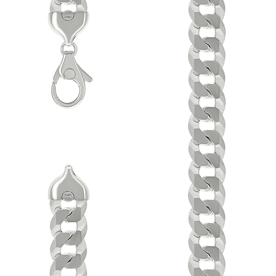 925 Sterling Silver Solid Super Flat Cuban Chain Silver 400 16mm-26 - SLV-141066