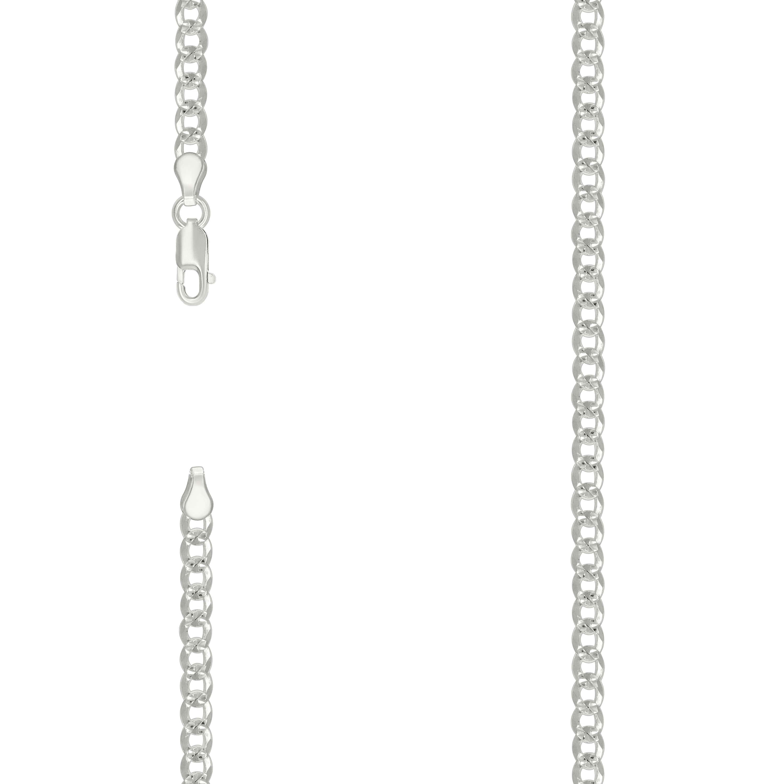 925 Sterling Silver Solid Pave Super Flat Cuban Chain Silver 120 4.7mm-24 - SLV-141091