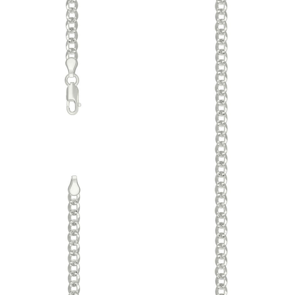 925 Sterling Silver Solid Pave Super Flat Cuban Chain Silver 120 4.7mm-8 - SLV-141085