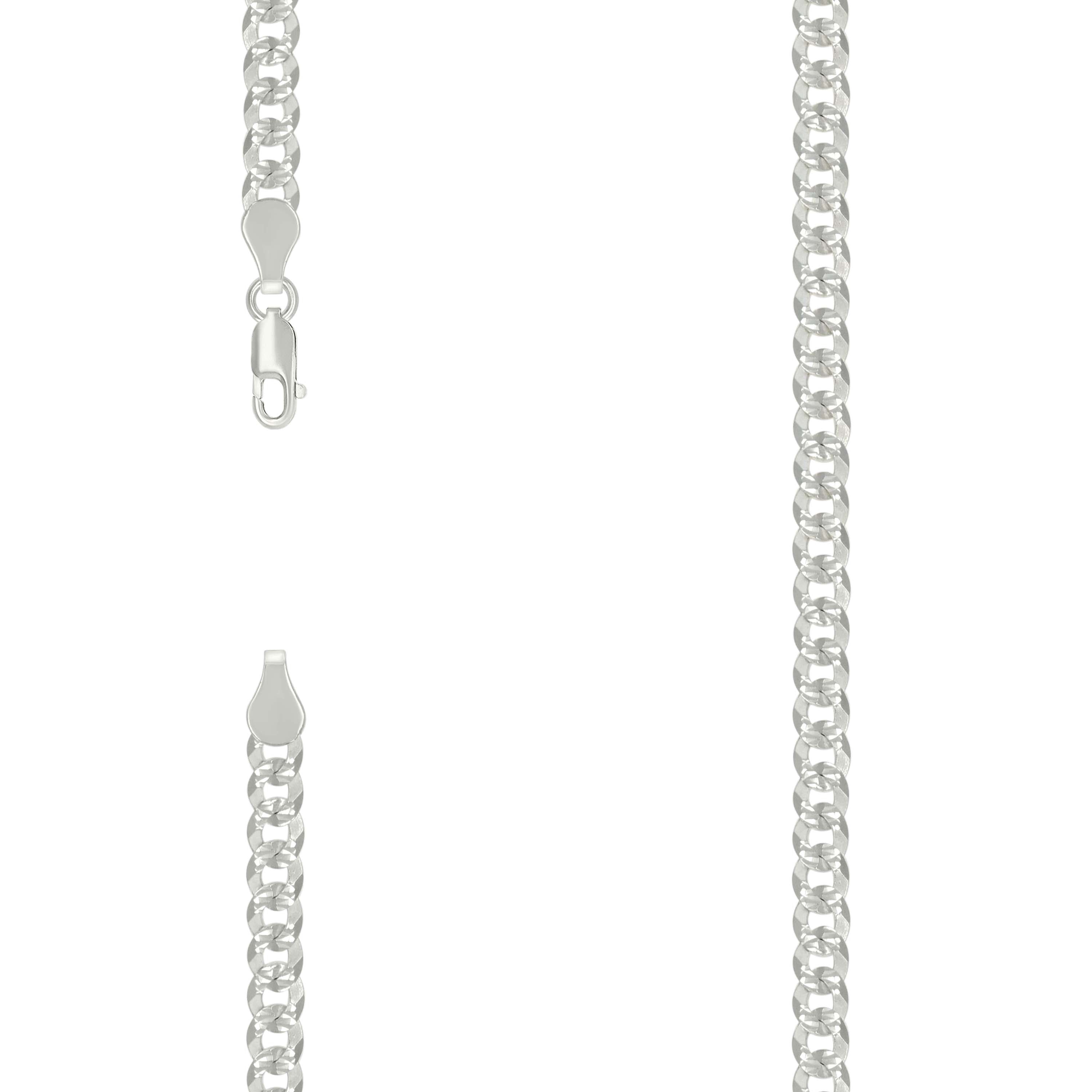925 Sterling Silver Solid Pave Super Flat Cuban Chain Silver 150 5.2mm-16 - SLV-141096