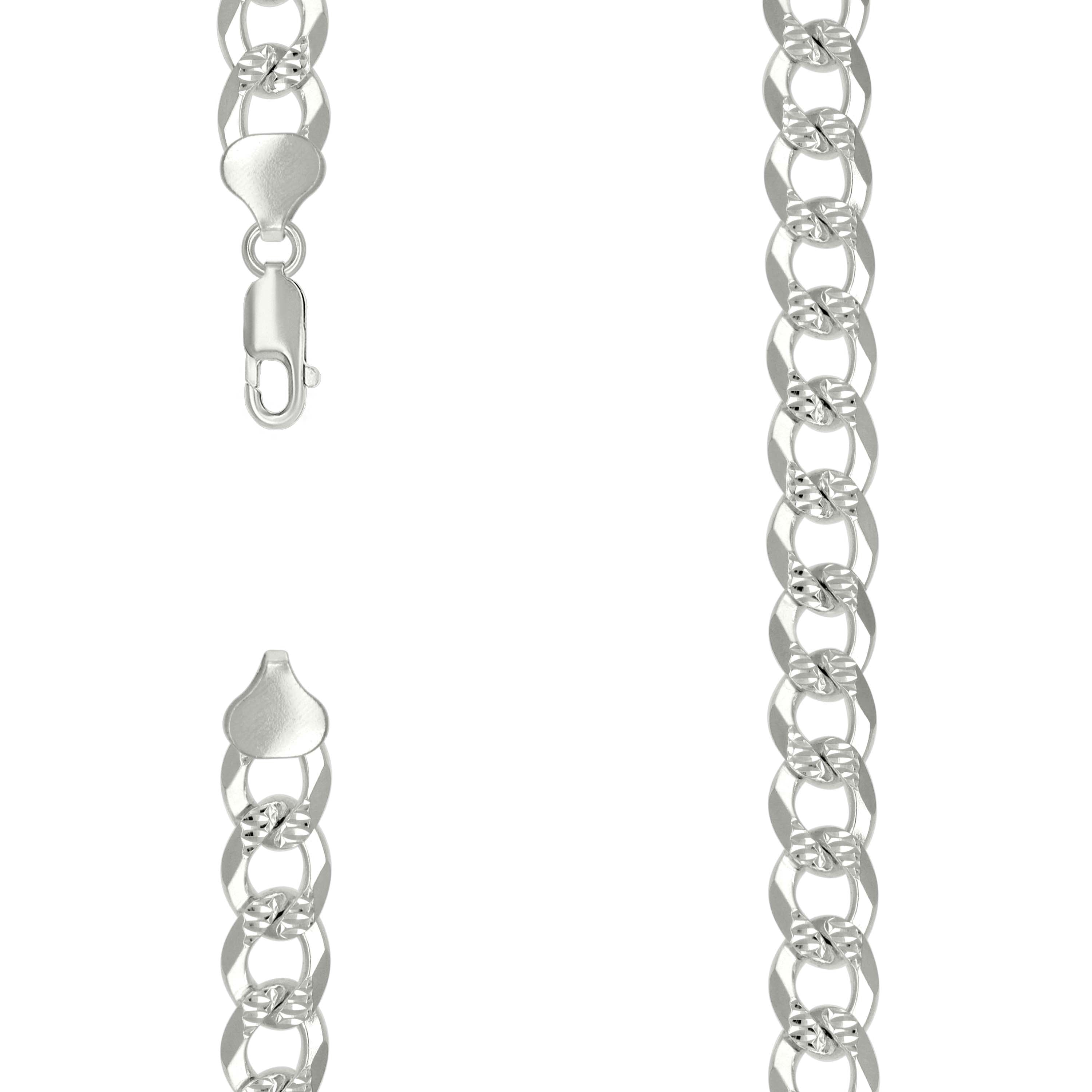 925 Sterling Silver Solid Pave Super Flat Cuban Chain Silver 300 10.8mm-24 - SLV-141131