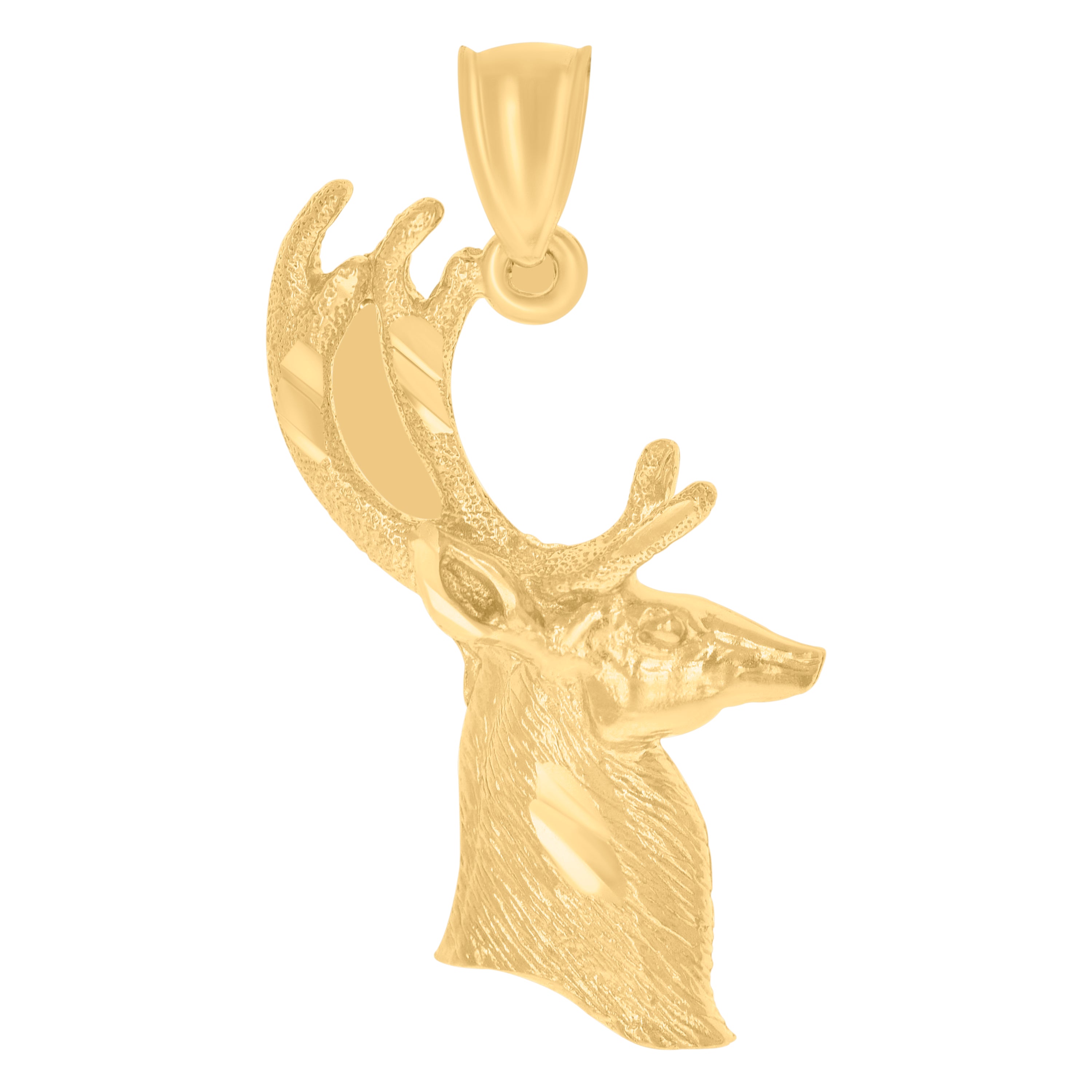 10kt Yellow Gold Womens Mens Unisex Deer Face Animal Charm Pendant