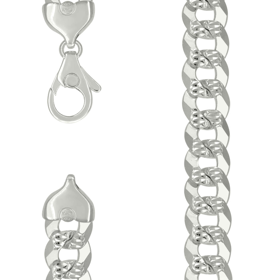 925 Sterling Silver Solid Pave Super Flat Cuban Chain Silver 400 16mm-9 - SLV-141142