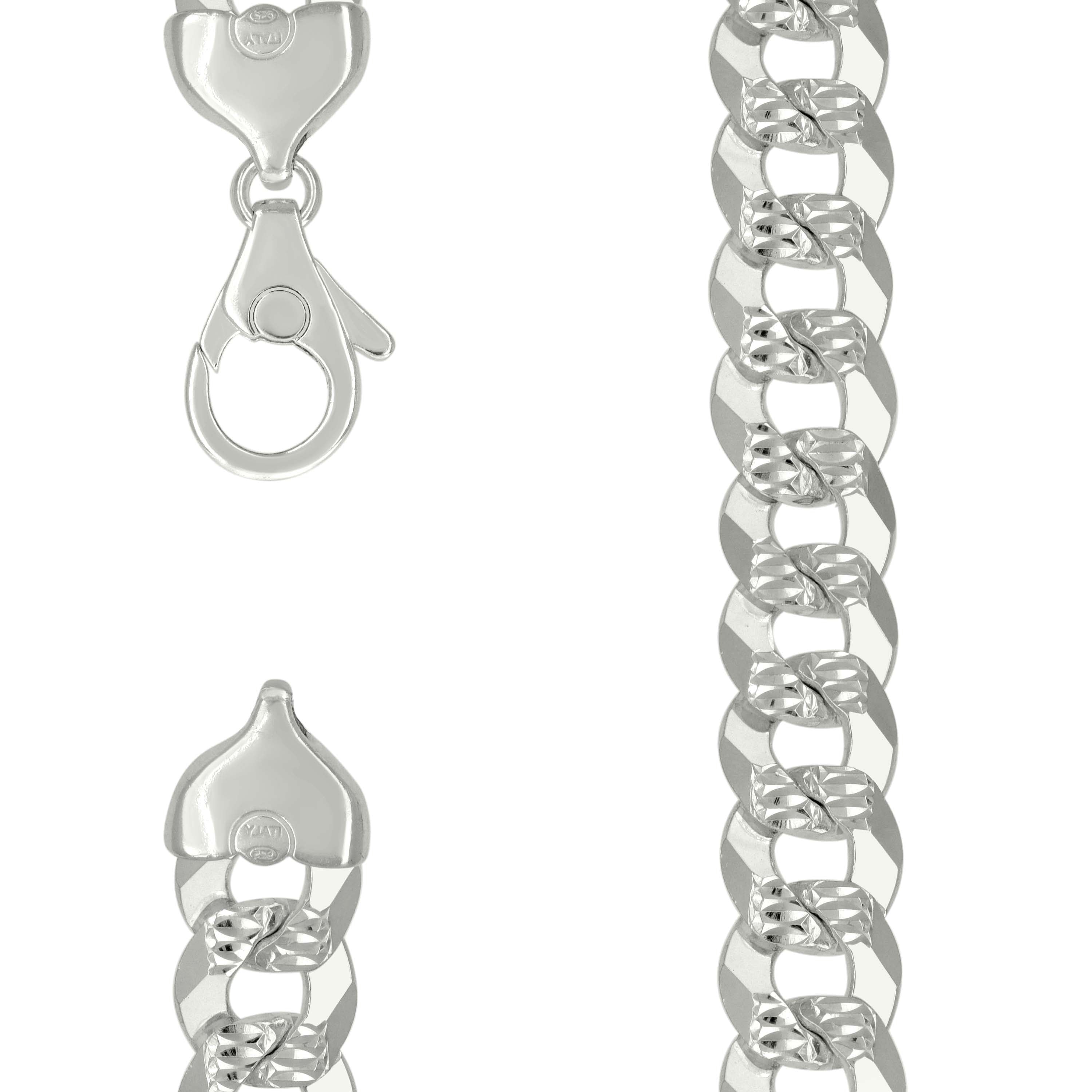 925 Sterling Silver Solid Pave Super Flat Cuban Chain Silver 400 16mm-24 - SLV-141145