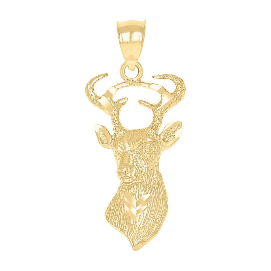 10kt Yellow Gold Womens Diamond-Cut Deer Animal Charm Pendant