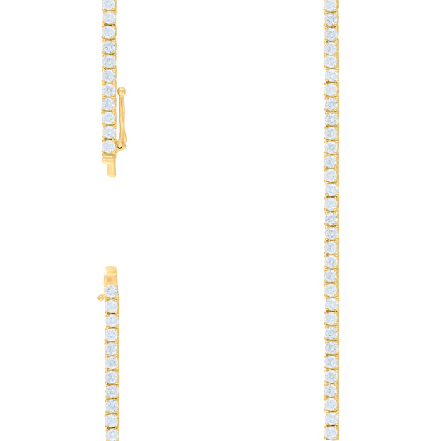 925 Sterling Silver Yellow-tone 12.5ct Moissanite Tennis Chain 3mm Size 16 Inches