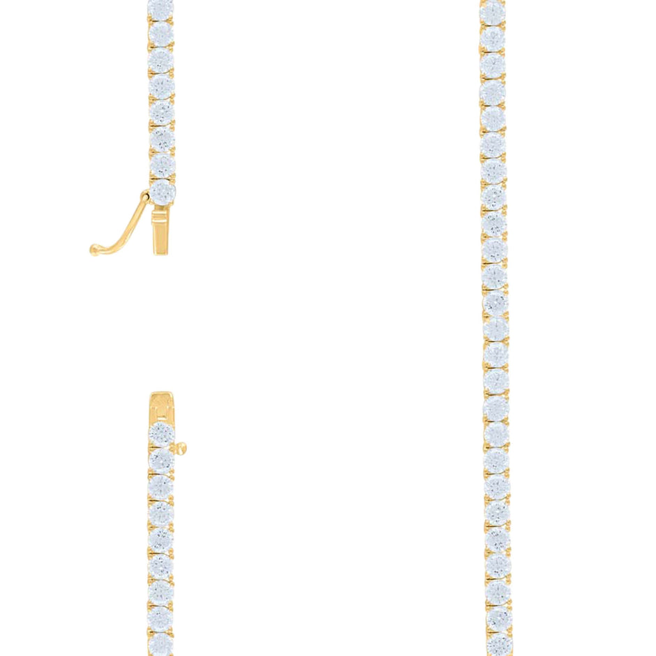 925 Sterling Silver Yellow-tone 30.3ct Moissanite Tennis Chain 4mm Size 16 Inches - SLV-126839