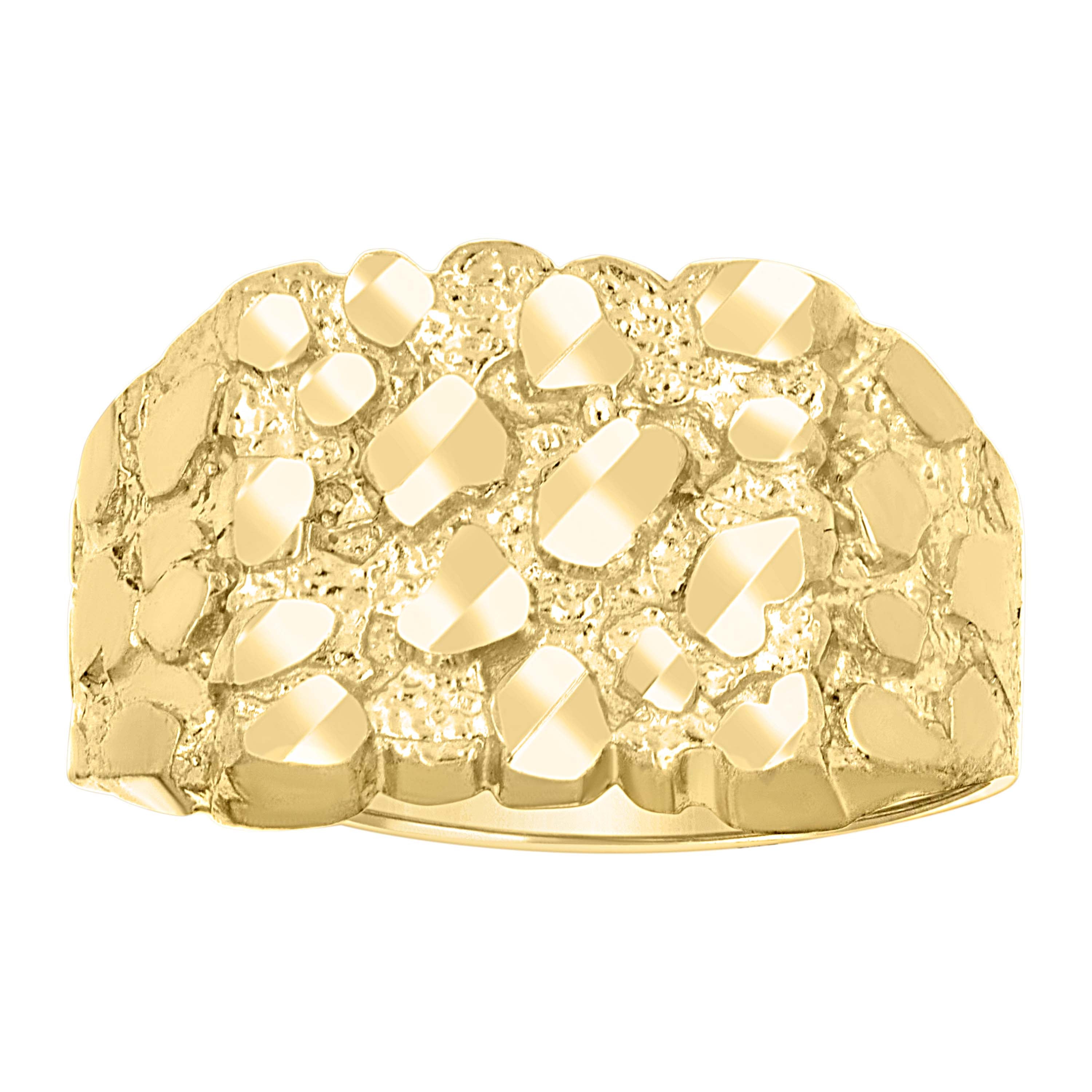 10kt Yellow Gold Unisex Diamond-cut Nugget Fashion Ring S6