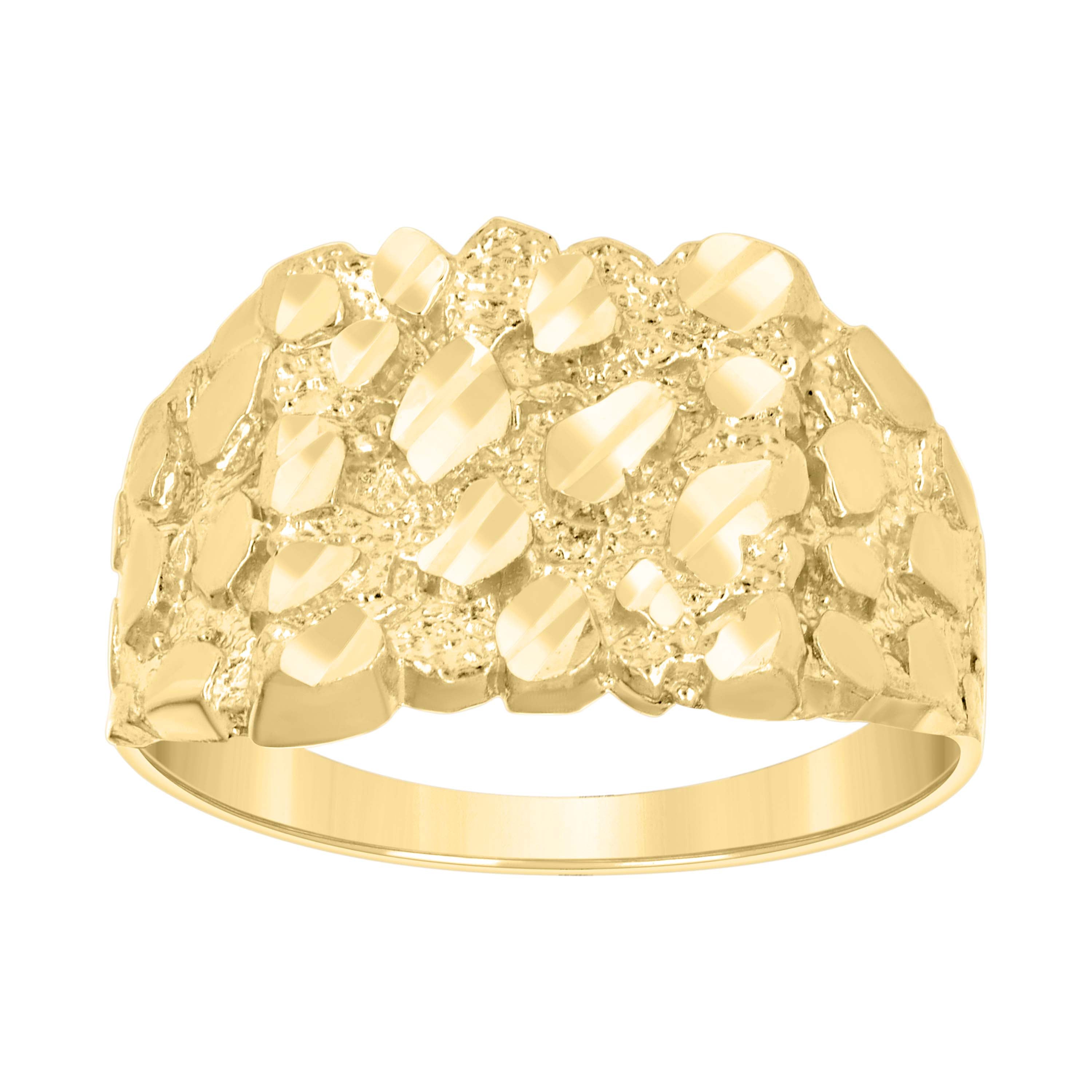 10kt Yellow Gold Unisex Diamond-cut Nugget Fashion Ring S9 - SLV-141190