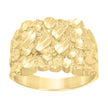10kt Yellow Gold Unisex Diamond-cut Nugget Fashion Ring S7 - SLV-141195