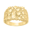 10kt Yellow Gold Unisex Diamond-cut Nugget Fashion Ring S8