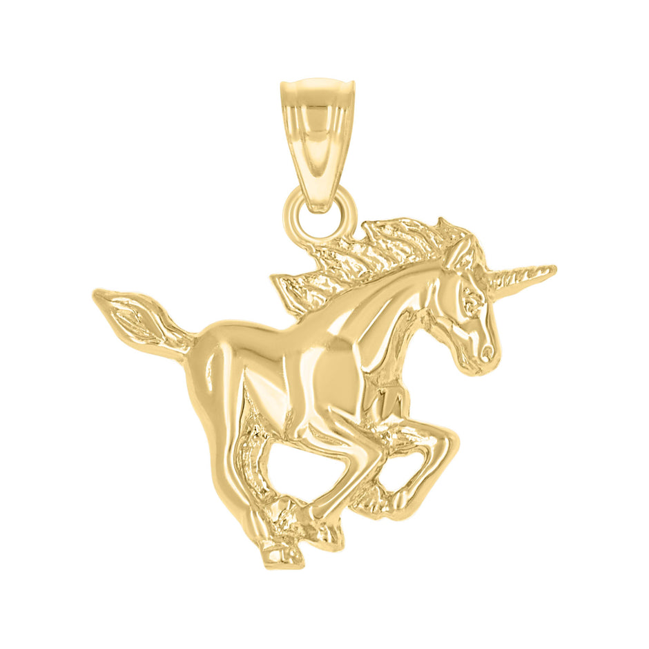 10kt Yellow Gold Unisex Unicorn Animal Charm Pendant