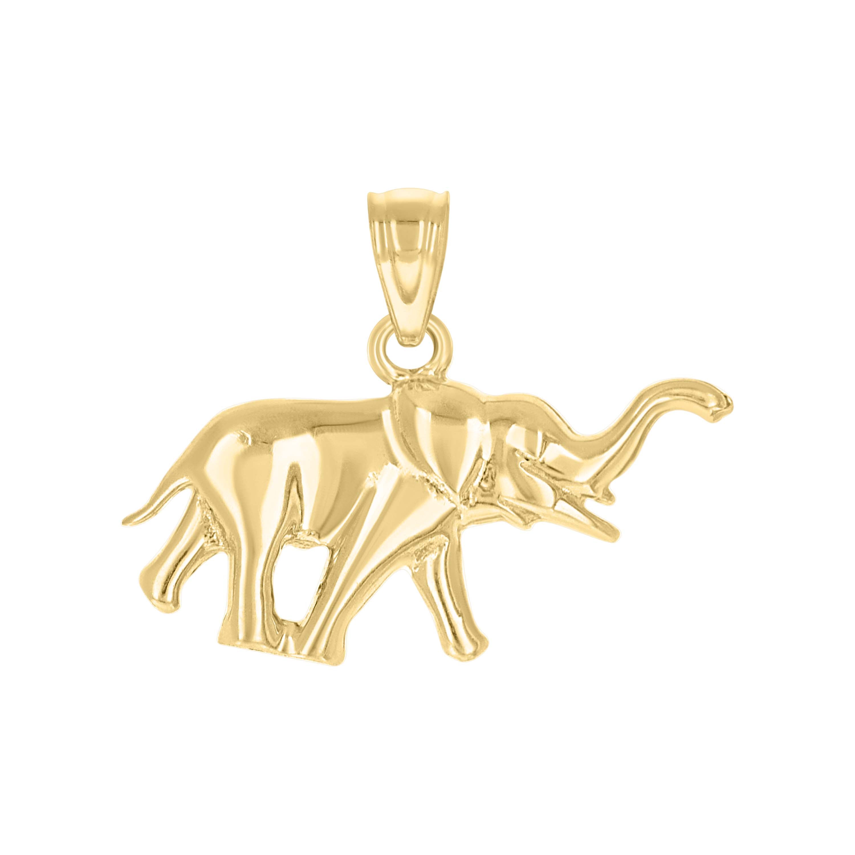 10kt Yellow Gold Mens Elephant Animal Charm Pendant