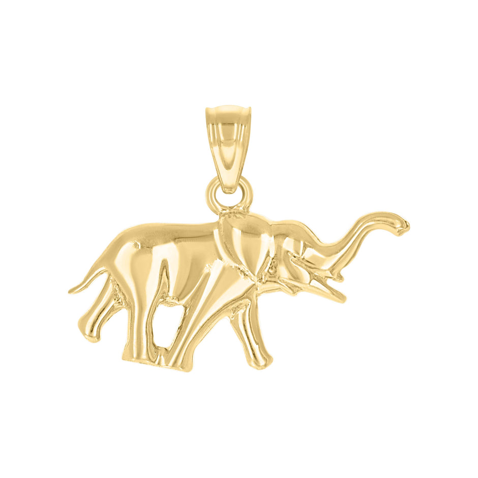 10kt Yellow Gold Mens Elephant Animal Charm Pendant